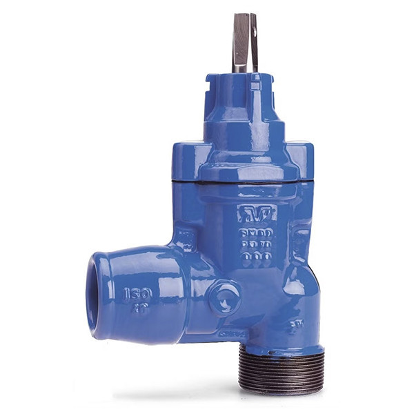 Задвижка AVK 11/30 DN 25-2" PN 16 ответвительная с наружной резьбой и фиксирующей муфтой для ПЭ труб угловая резьбовая