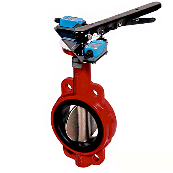 Затвор DENDOR 017W DN 80 PN 16 поворотный дисковый межфланцевый чугунный с рукояткой для систем пожаротушения (EPDM)