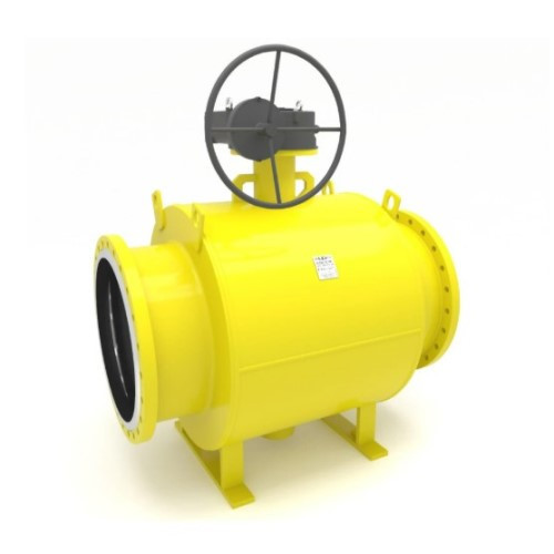 Кран шаровой цельносварной LD КШ.Ц.Ф.Р.GAS.800/700.025.Н/П.01 Ду 800/700 Ру 25 нержавеющий неполнопроходный фланцевый с редуктором